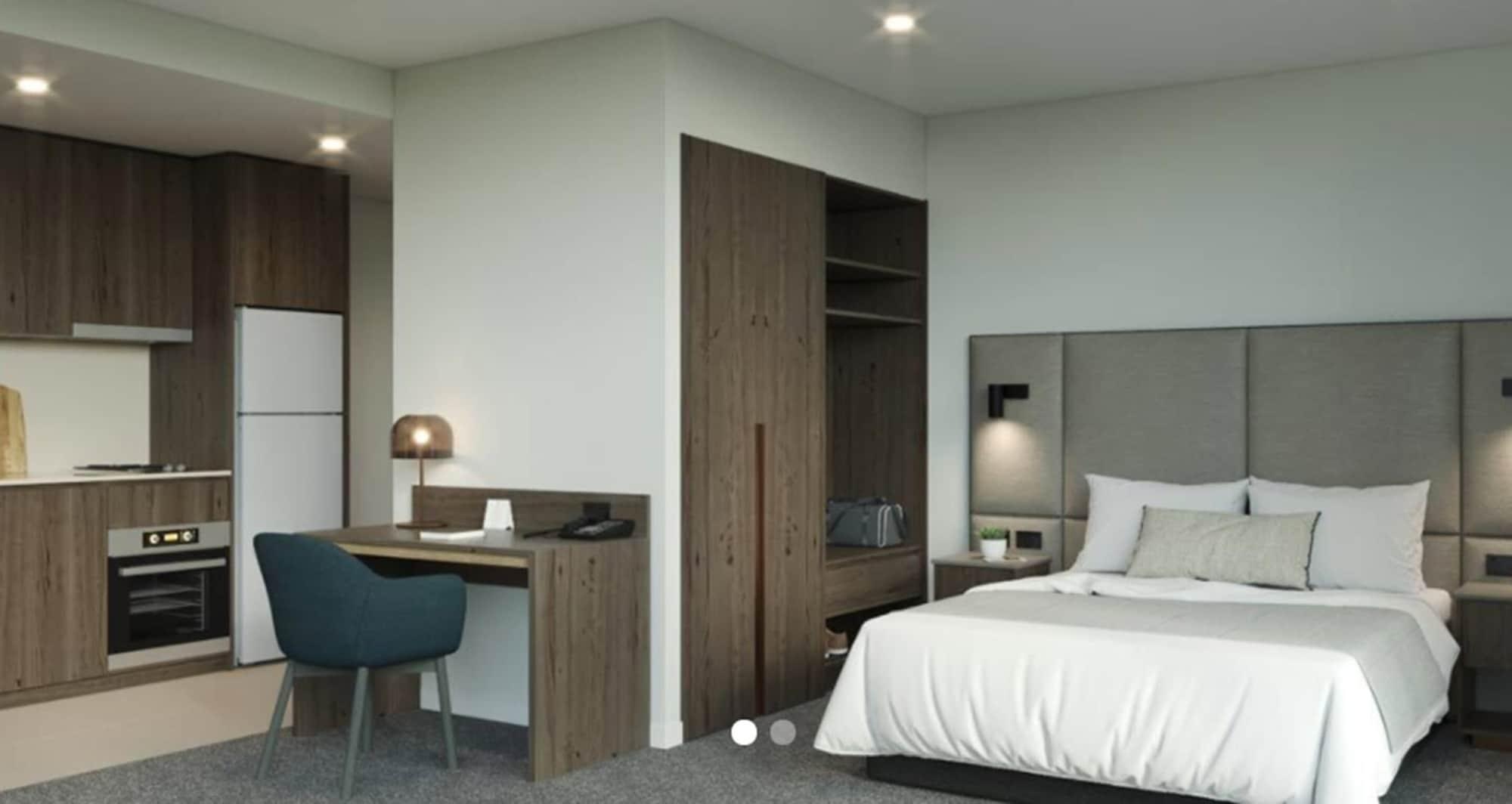 Oakwood Premier Melbourne Aparthotel Εξωτερικό φωτογραφία A typical bedroom at the hotel