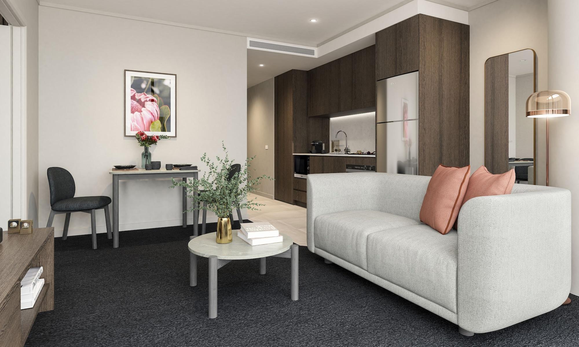 Oakwood Premier Melbourne Aparthotel Εξωτερικό φωτογραφία The interior of a typical apartment at the new residential college